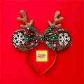 Reindeer Mouse Ears, Christmas Mickey Headband with Snowflake Patches by Minnie Castle