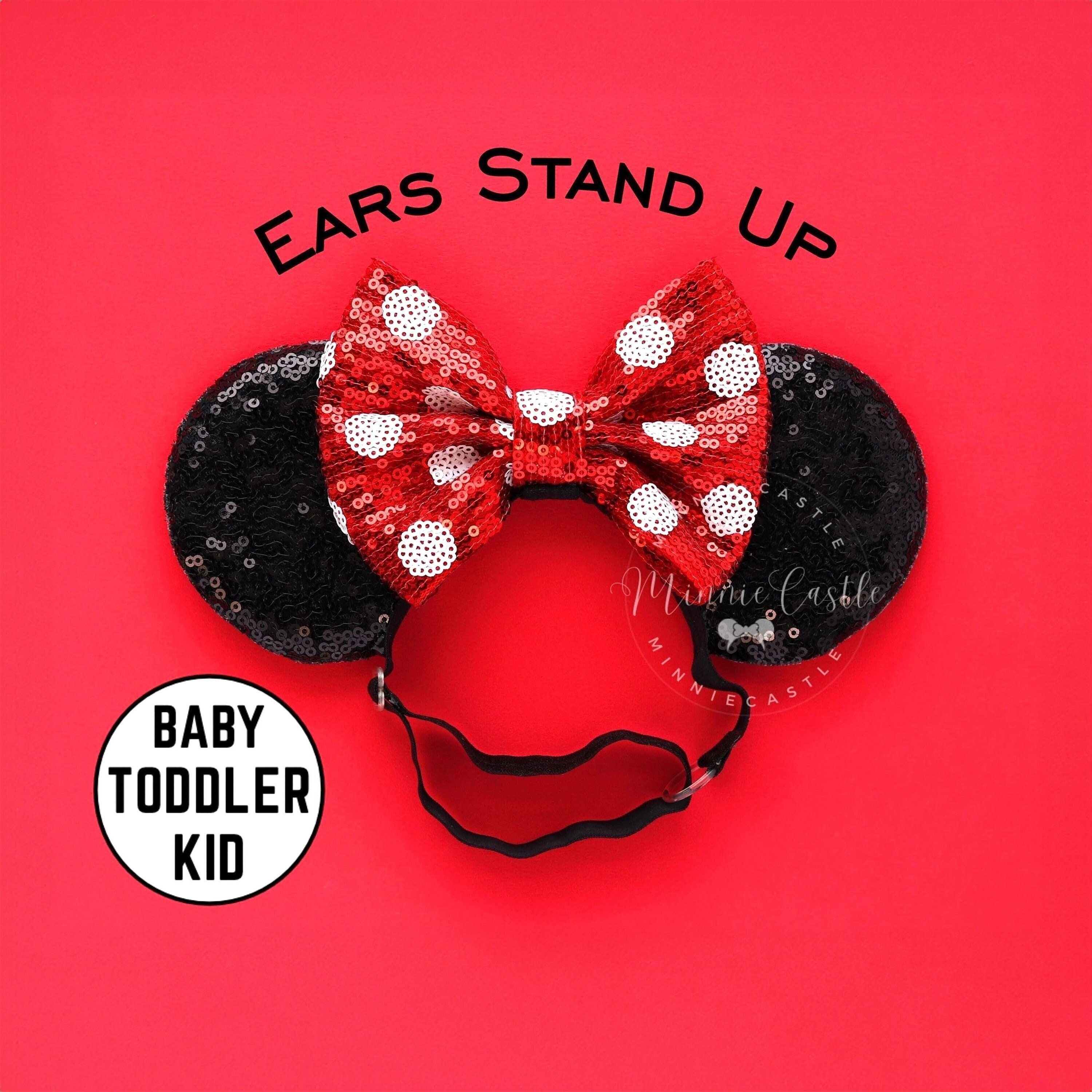 Disney Red Polka Dot Minnie Bow Headband with Black Ears bundle MADE TO ORDER Black Sequin Ears W/ Red Polka Dot Bow  main image 3