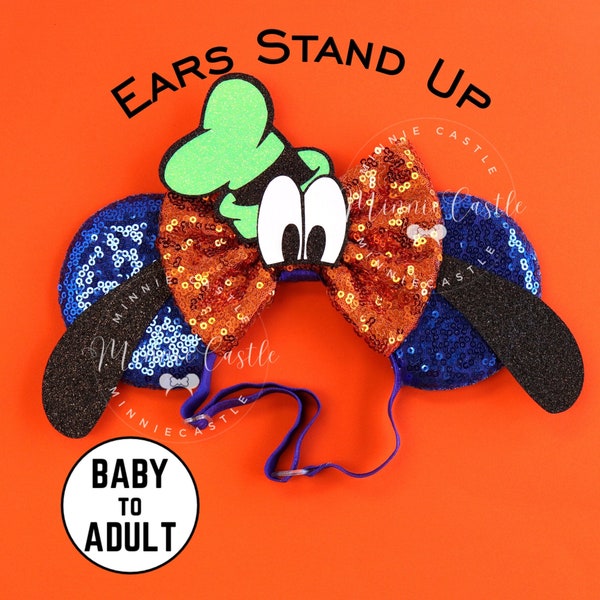 Goof Mickey Ears, Minnie Ears, Toddler adults Mouse Ears, Mickey Ears, Goof ears with Adjustable Elastic headband, Goof Ears, kids Adults