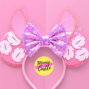Angel Mouse Ears, Hawaiian Mickey ears, Tropical Pink Ears, Minnie Ears, Mouse Ears Headband, Mickey Ears, Mickey Ears, Characters Ears