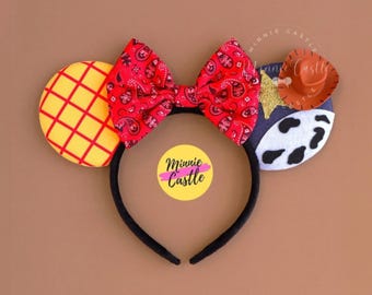 Woody Mouse Ears, Mickey Ears, Toy Minnie Ears, Western Story Ears, Cowboy Hat Mouse Ears Headband, Characters Ears for Kids & Adults