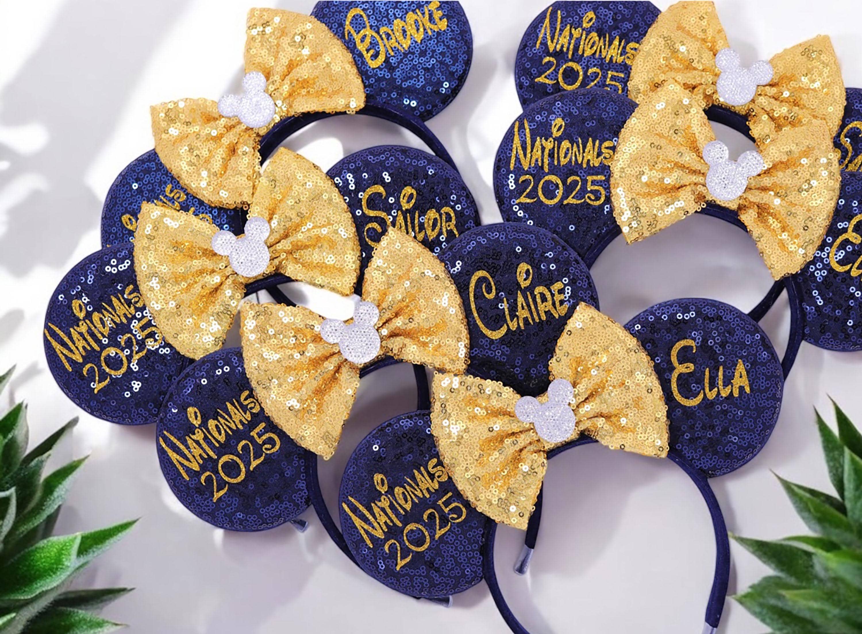Minnie Mouse Ears Navy Gold - Etsy