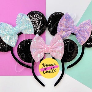 Iridescent Mouse Ears, Minnie Ears, Mickey Ears, Pastel Bow Mouse Ears, Mouse Ears Headband, Mickey Ears, Mickey Ears, Characters Ears