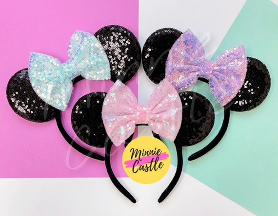 Iridescent Mouse Ears, Minnie Ears, Mickey Ears, Pastel Bow  display picture 2