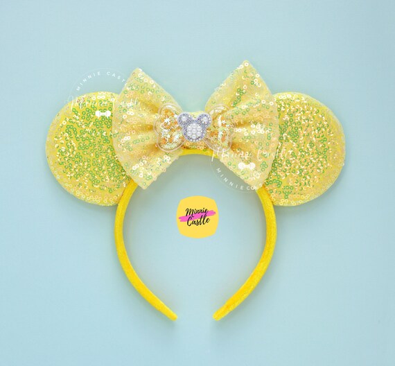 Disney Pale Yellow Minnie Ears Headband with Bow Spring Yellow Disney Minnie and Mickey Inspired Mouse Style  main image 3