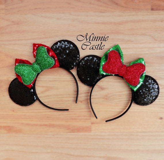 Diademas de orejas de Minnie Mouse con lazo y orejas de ratón para mujeres,  niñas y adultos, orejas de Navidad lindas y sexys orejas de Minnie