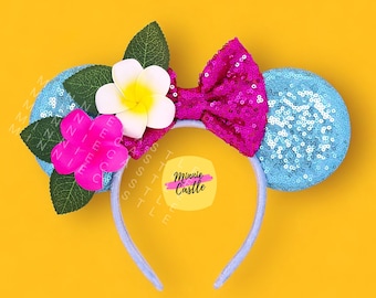 ミッキーのハワイアンフラワーイヤー、ミニーのイヤー、プルメリア