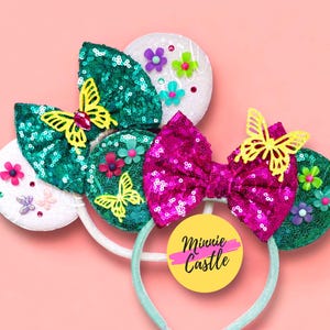 Encanto Mous Ears, Mickey Ears, Minnie Ears, Mirabel Mouse Ears Headband for Kids & Adults, Flowers and Butterfly Accents, Characters Ears