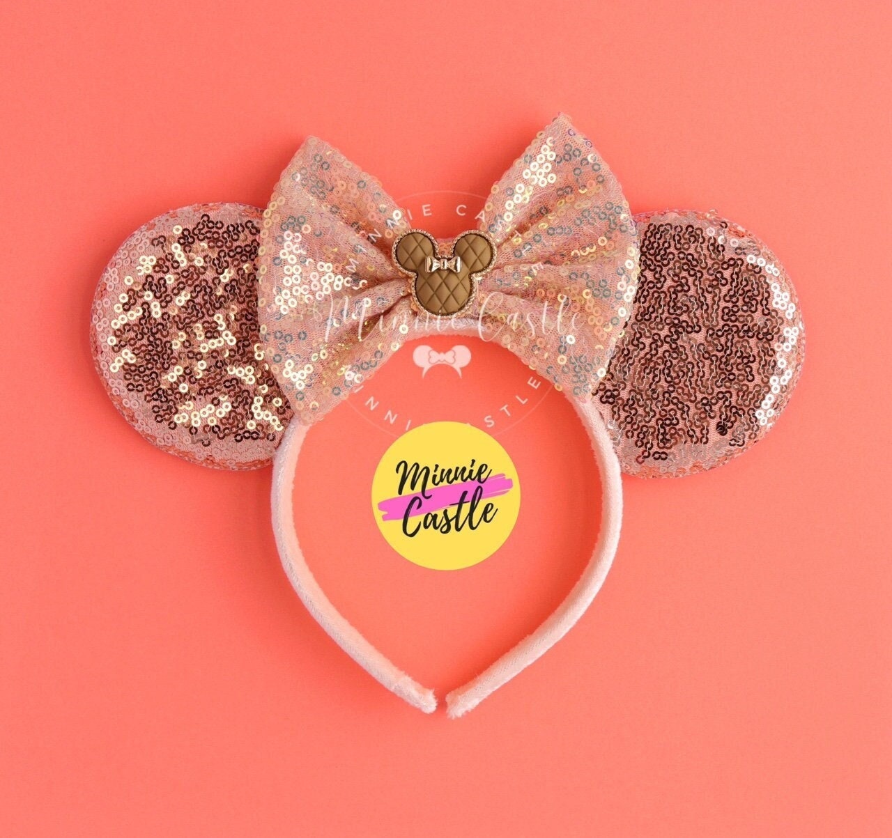 Sparkling Rose Gold Mouse Ears Headband Rose Gold Fireworks Mickey Ears - Mouse Ears Headband  main image 3