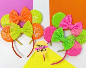 Neon Mickey Ears, Mickey Ears, Minnie Ears, Neon Mouse Ears, Mouse Ears Headband, Neon Minnie Ears, Mickey Ears, Neon Ears, Characters Ears