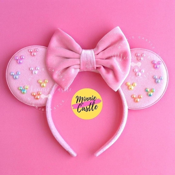 White & Pink Velvet Pastel Pearl Mommy & Me Minnie Ears | Disney-Inspired Set Introducing my Pastel Princess Collection! I am so proud of  main image 3