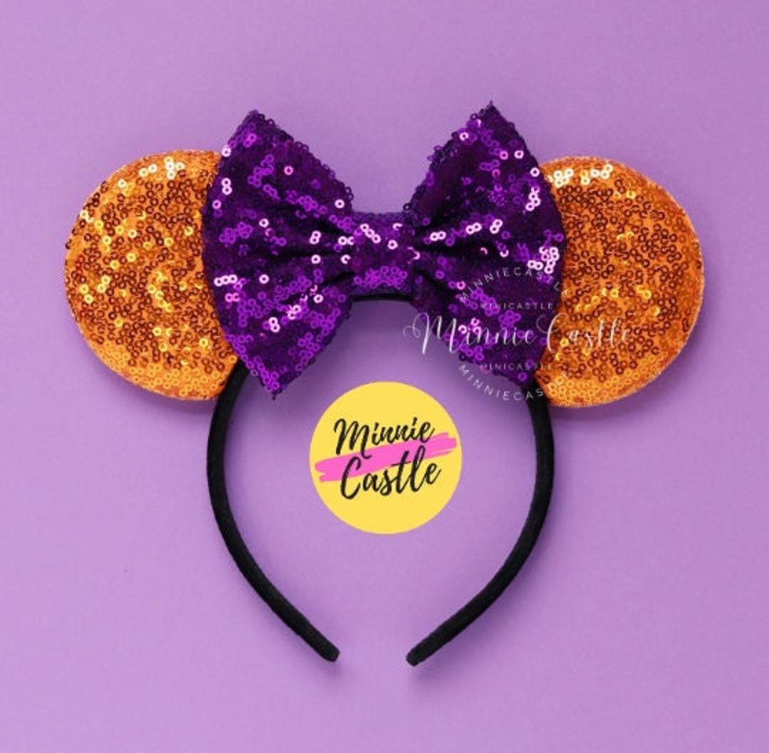 Mickey Ears Halloween, Halloween Mickey Ears, Minnie Ears, Orange Purple Black Mouse Ears