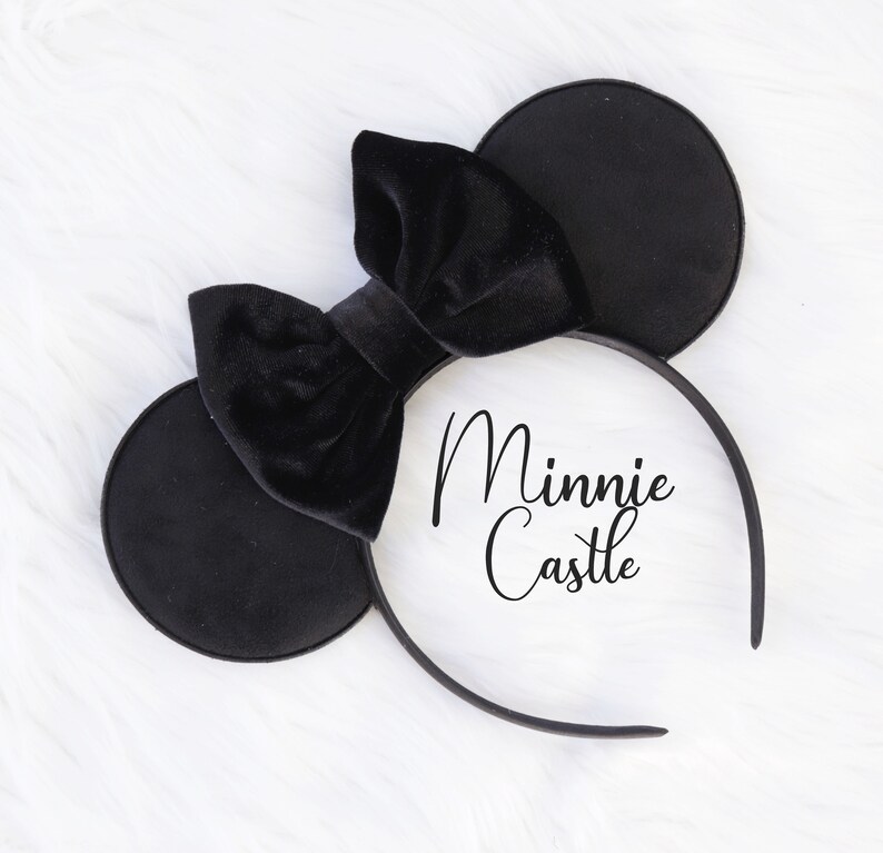 Black Velvet Minnie Ears Solid Black velvet mouse headband image 2