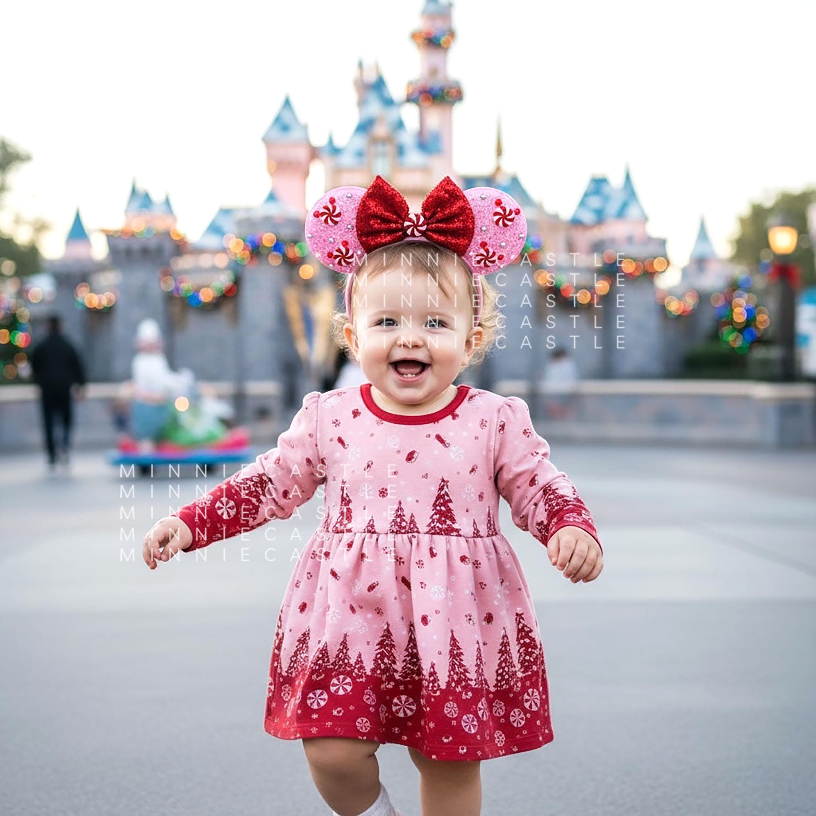 Custom Peppermint Candy Christmas Mickey Mouse Inspires Ears Headband Peppermint Candy Ears, Mickey Christmas Ears, Holiday Minnie  main image 4