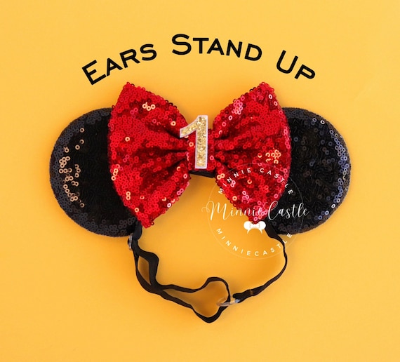Minnie Ears, 1st Birthday Minnie Mouse Ears, First Birthday Mickey Ears  Elastic Headband, Baby Minnie Mouse Ears Headband, Disney Ears - Etsy