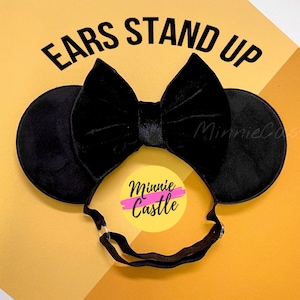 Mickey Ears for Adults, Women Mouse Ears, Black Velvet Mickey Ears, Minnie Ears, Mouse Ears with Elastic Headband, Mickey Ears, Mickey Ears