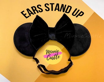 Micky Ohren für Erwachsene, Frauen Maus Ohren, schwarze Samt Mickey Ohren, Minnie Ohren, Maus Ohren mit elastischem Stirnband, Mickey Ohren, Mickey Ohren