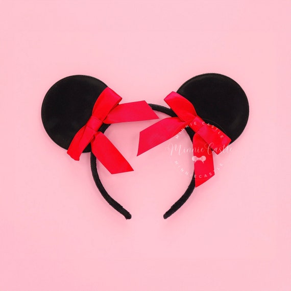 Red Satin Bow Mouse Ears, Mickey Ears, Red and Black Minnie  display picture 2
