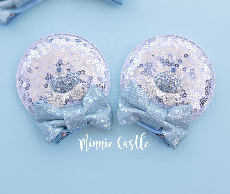 Cinderella Inspired Mickey Ears Hair Clips, Minnie Ears, Princess Ears, Mickey Ears, Mouse Ears Hair Clip, Mickey Ears for Kids Toddler