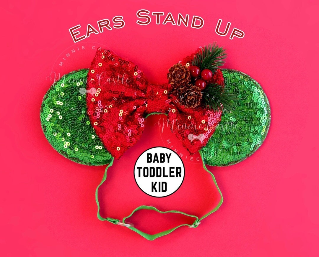 Christmas Minnie Ears, Baby Toddlers Mickey Ears, Christmas Ears
