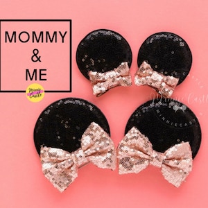 Orelhas da Minnie, Presilhas de cabelo, Orelhas do Mickey, Orelhas do Mickey, Presilha de cabelo com orelhas de rato, Orelhas em ouro rosa, Orelhas da Minnie, Acessórios de cabelo, Adultos e crianças