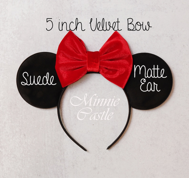 Black Velvet Minnie Ears Solid Black velvet mouse headband image 3