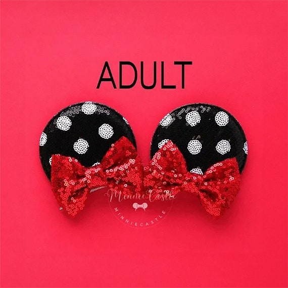 Polka Dots Minnie Hair Clips for Adult, Large Mouse Ears  display picture 3