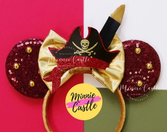 Pirates Ears, Mickey Ears, Pirates Mickey Ears, Caribbean Mouse Ears, Minnie Ears, Captain Hook Mickey Ears, Mouse Ears Headband