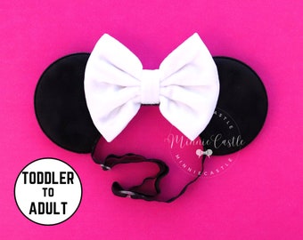 Mickey Ears for Adults, Women Mouse Ears, Velvet Mickey Ears, Minnie Ears, White Mouse Ears with Elastic Headband, Mickey Ears, Mickey Ears