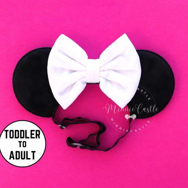 Mickey Ears for Adults, Women Mouse Ears, Velvet Mickey Ears, Minnie Ears, White Mouse Ears with Elastic Headband, Mickey Ears, Mickey Ears