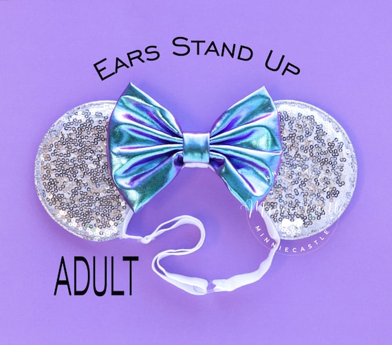 Minnie Ears, Mickey Ears Elastic Headband, Women Adults Mouse Ears, Mickey  Ears, Silver Purple Minnie Ears, Comfortable Stretch Band 
