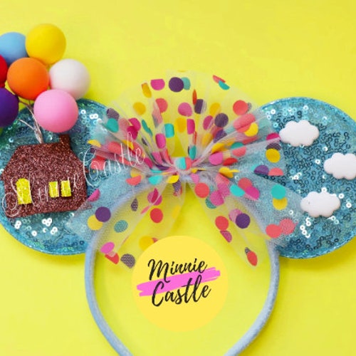 Pixar UP Minnie Mouse ears, UP Minnie ears,UP Minnie mouse ears headband, Minnie ears, Disney Up Mickey mouse Ears, Disney trip ears