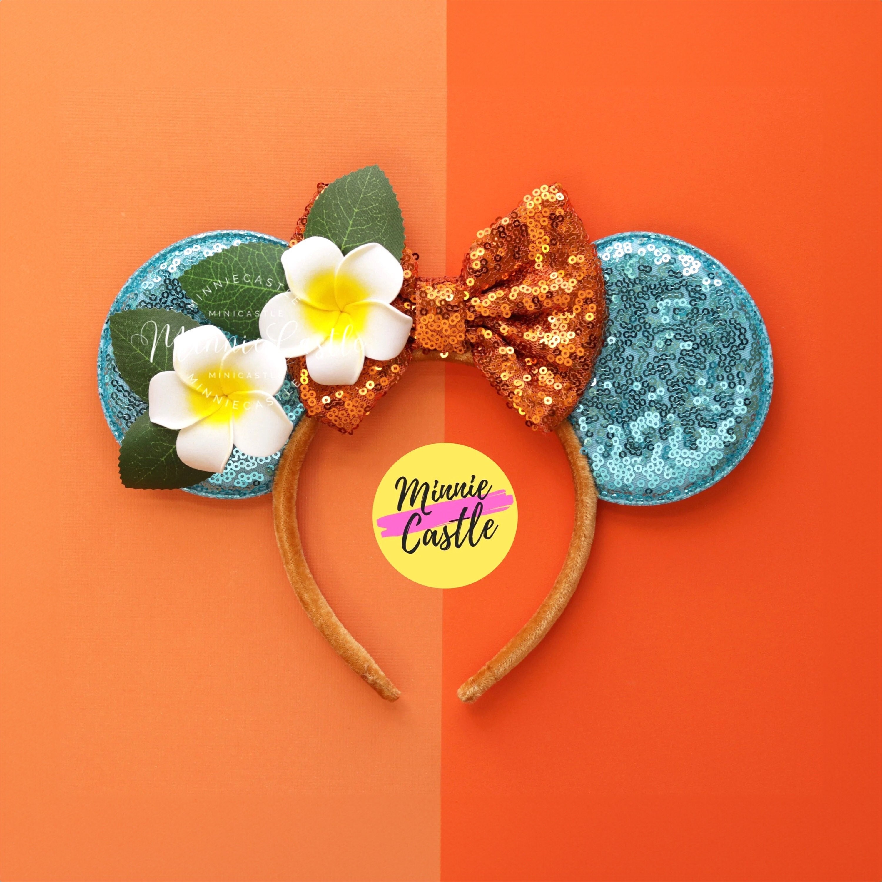 ミッキーのハワイアンフラワーイヤー、ミニーのイヤー、プルメリア