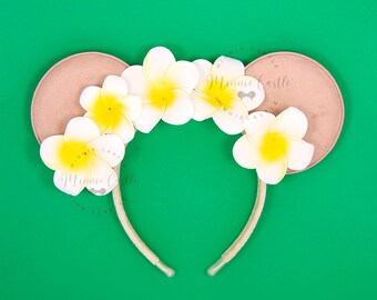 Tropical Plumeria Mickey Ears: Hawaiian Mouse Ears Headband  display picture 3