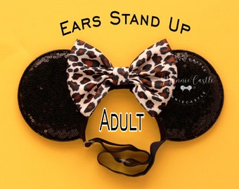 Cheetah Mickey Ears, Leopard Mouse Ears, Minnie Ears, Mickey Ears, Animal kingdom Ears, Adult Women Mouse Ears with Elastic Headband