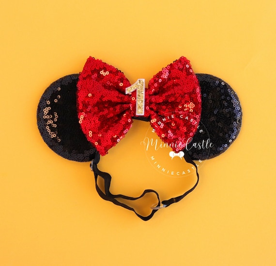 Orecchie di Minnie, 1 compleanno Minnie mouse orecchie, fascia elastica per  le orecchie di Topolino primo compleanno, fascia per le orecchie di  Topolino Baby Minnie, orecchie Disney -  Italia