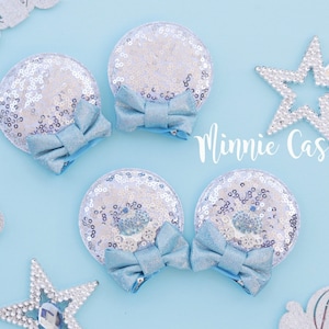 Cinderell Minnie Ears-haarspeldjes voor kinderen, prinsessenkoets Mickey-oren, zilveren en hemelsblauwe muizenoren voor peuters, haarspeld verjaardagscadeau