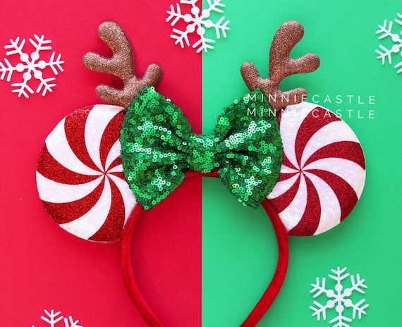 New Mickey/Minnie Mouse Peppermint Cane Ears/Headband Disney,Christmas CANDY CANE CUTIE PEPPERMINT Minnie Mouse  main image 4