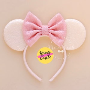 Ivory Mickey Ears, Mickey Ears, Ivory Mouse Ears, Minnie Ears, Blush Minnie Ears, Mouse Ears Headband, Classic Sequin Minnie Ears