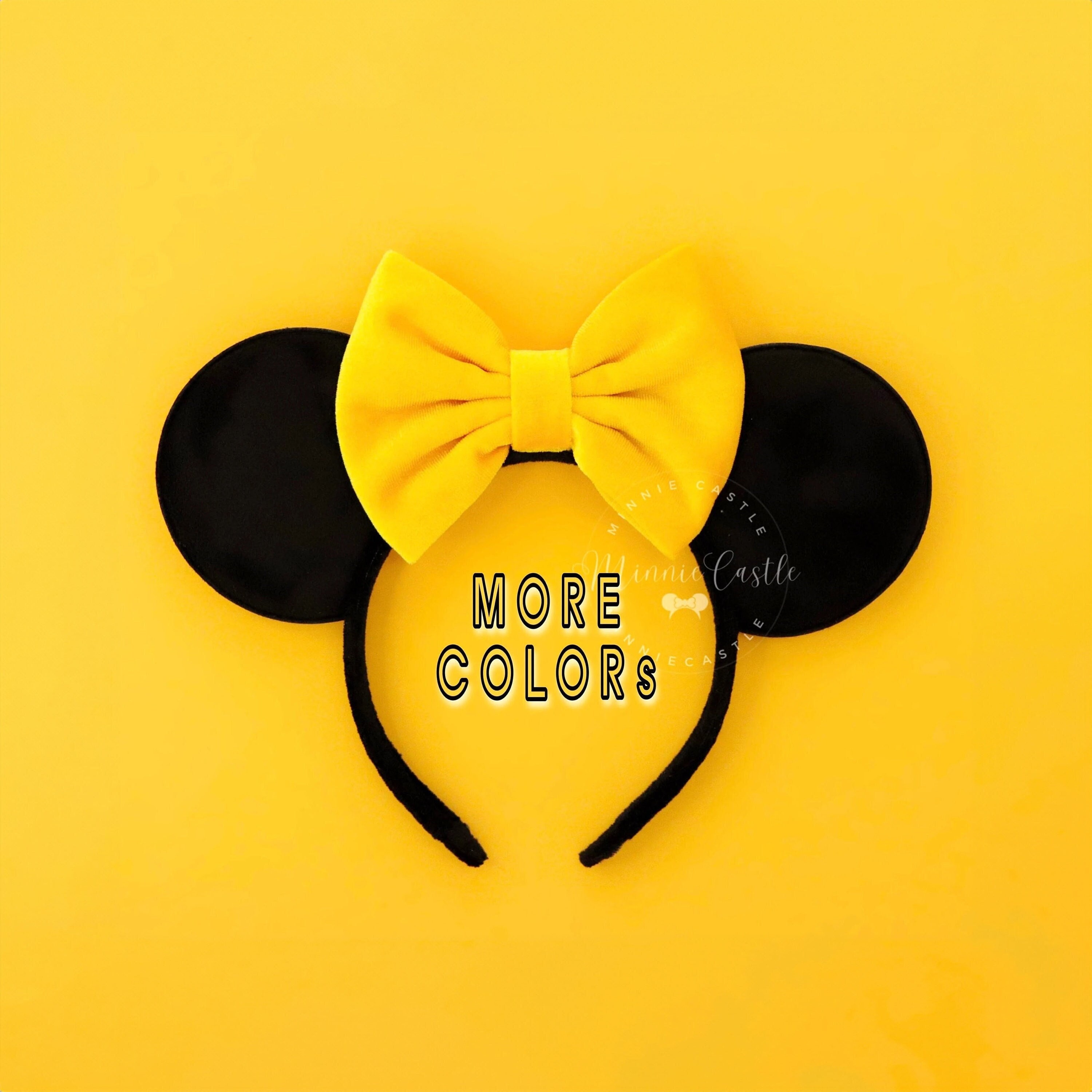 Yellow Bow Mouse Ears, Mickey Ears, Velvet Minnie Headband  display picture 3