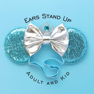 Elsa Ears, Mickey Ears, Ice Queen Mickey Ears, Princess Ears, Minnie Ears, Frozen Snow flake Ears, Mouse Ears with Elastic Headband