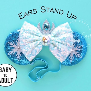 Elsa Mickey Ears, Frozen Mouse Ears, Baby Toddlers Minnie Ears, Princess Ears, Minnie Ears, Mickey Ears, Mouse Ears with Elastic Headband