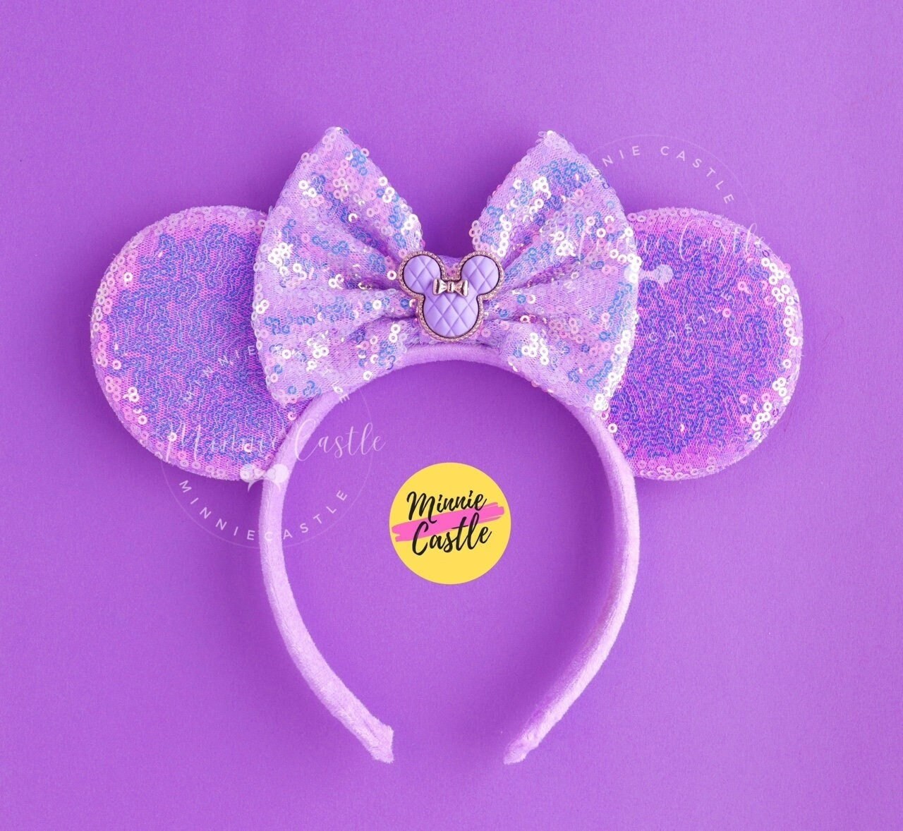 Disney Parks Lilac Lavender Purple Glitter Minnie Mouse Ears Princess Headband Disney Parks Disneyland Resort Lavender Flowers Purple  main image 3