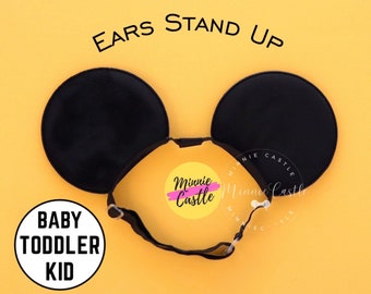 Schwarze Mickey Ohren, Mickey Ohren, Baby Jungen Kleinkind Maus Ohren, Schlichte Mickey Ohren, Minnie Ohren, Nicht Glitzer Maus Ohren Elastisches Stirnband