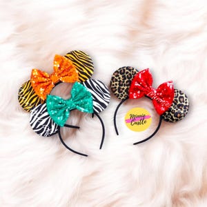 Safari Mickey Ears, Velvet Mouse Ears, Mickey Ears, Animal Kingdom Mickey Ears, Minnie Ears, Mouse Ears Headband, Leopard Ears, Mickey Ears