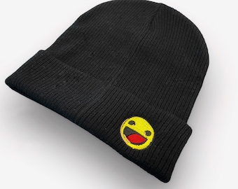 Smiley Face Beanie / Máquina bordada / Gorro unisex