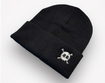Skull and Crossbones Beanie / Máquina bordada / Unisex Beanie Hat Active
