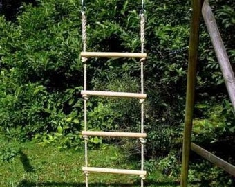 Rope ladder 2.0 - 10.0 m solid 150kg breaking load beech wood