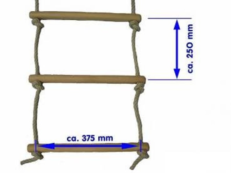 Rope ladder 2.0 10.0 m solid 150kg breaking load beech wood image 4