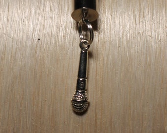 Microphone Sailrope Keychain !! Very nice handmade keychain with a microphone !! Unique!!